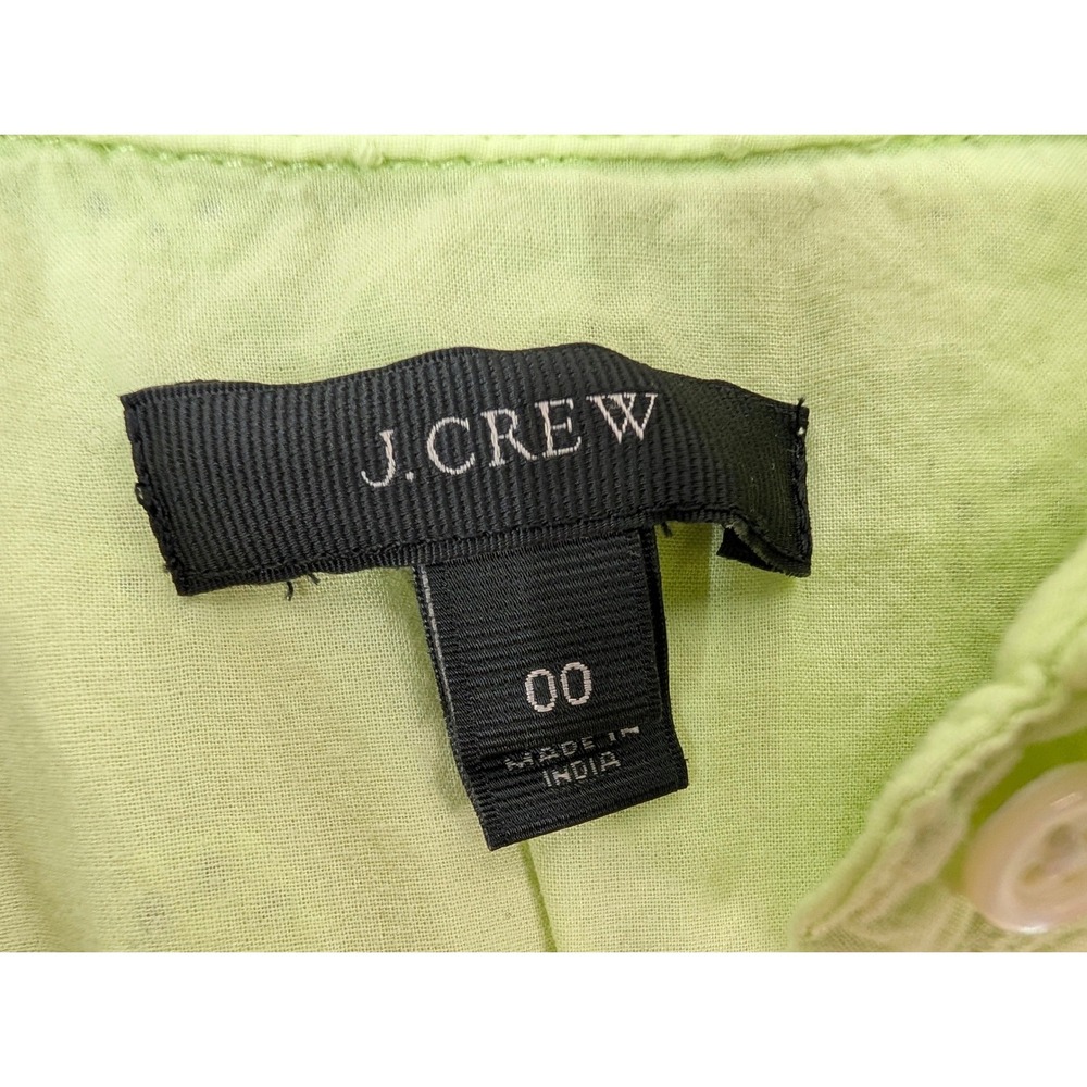 J.Crew Eyelet Shirt Dress Short‎ Sleeve Collared Casual Preppy Women's 00 Green - Picture 2 of 11